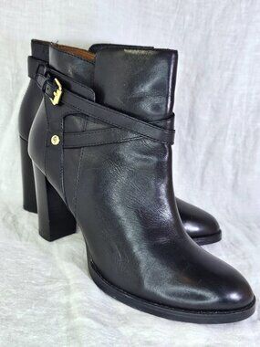 Ivanka Trump Taryn 3.5” Block Heel Harness Strap Leather Ankle Boots Booties 8.5
